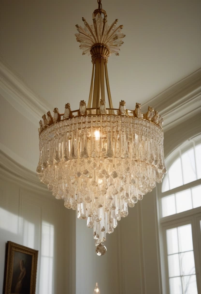 Aurora chandelier viewed from a low angle.
