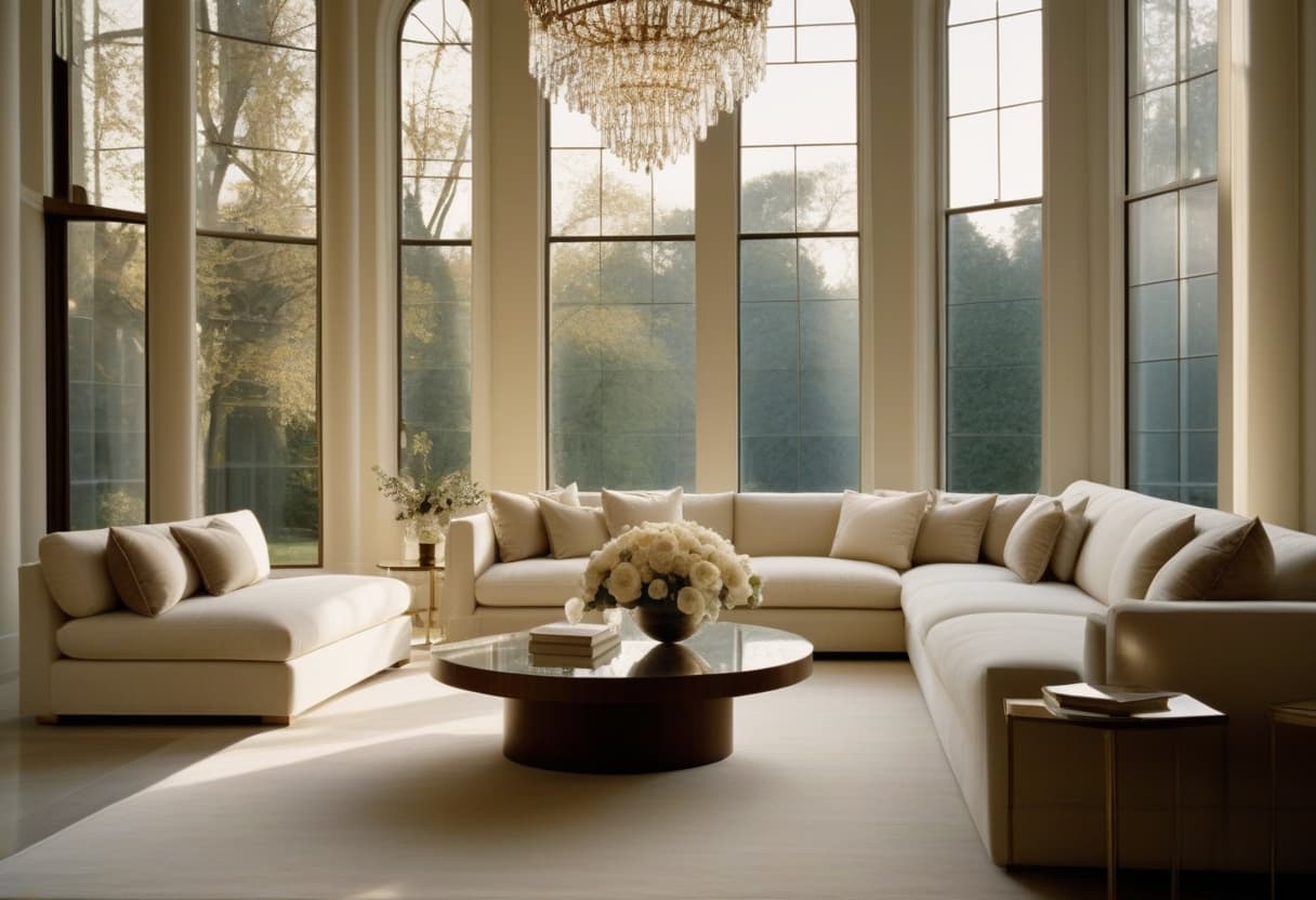 Opal chandelier installed in a private interior.