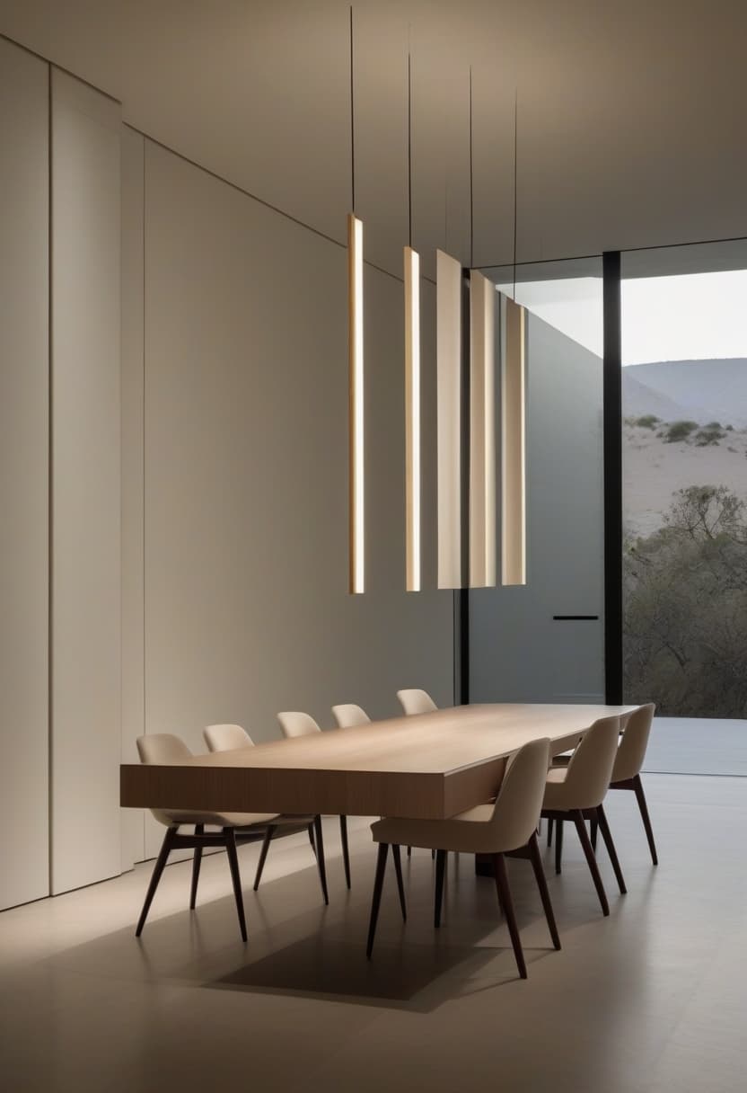 Meridian chandelier — A line of light, nothing else.