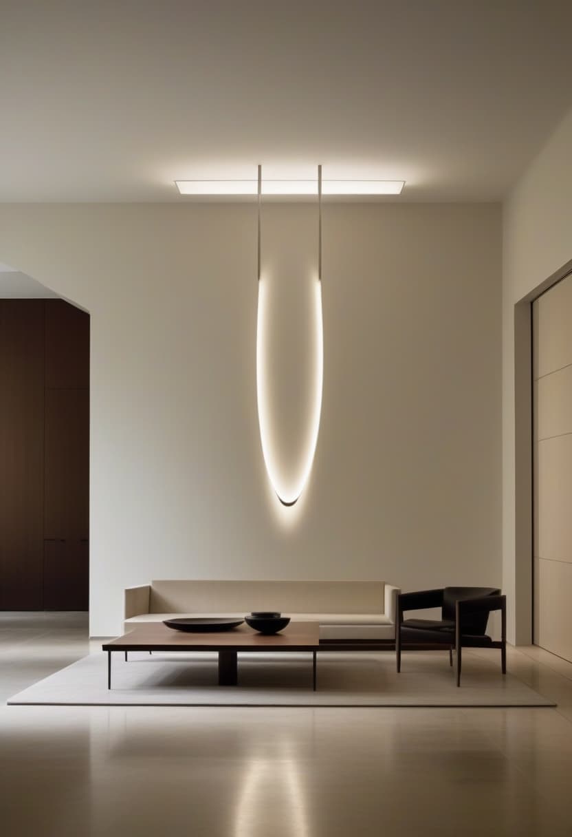 Lumiere chandelier — An arc of light. The wall behind, gone.