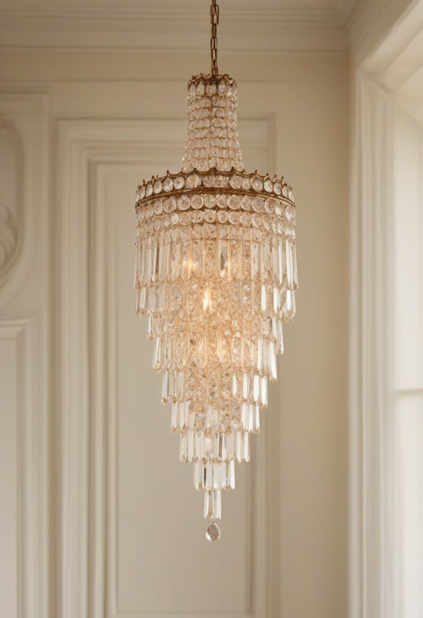 Aurora — A waterfall of crystal, in champagne brass.
